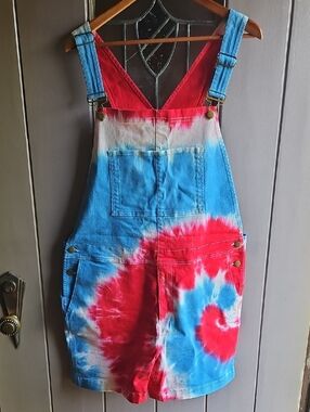 Chubbies Red, White & Blue Tie-Dye Men's Short Overalls